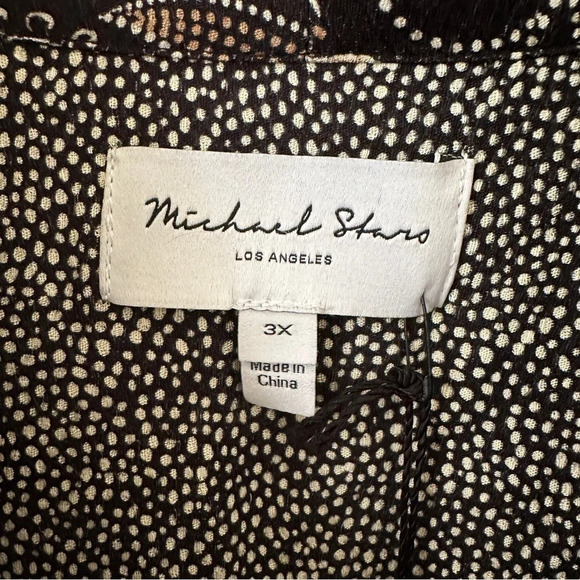 Michael Stars Alexei Printed Bow Front Button-Down Shirt in 3X - New! - Picture 5 of 9